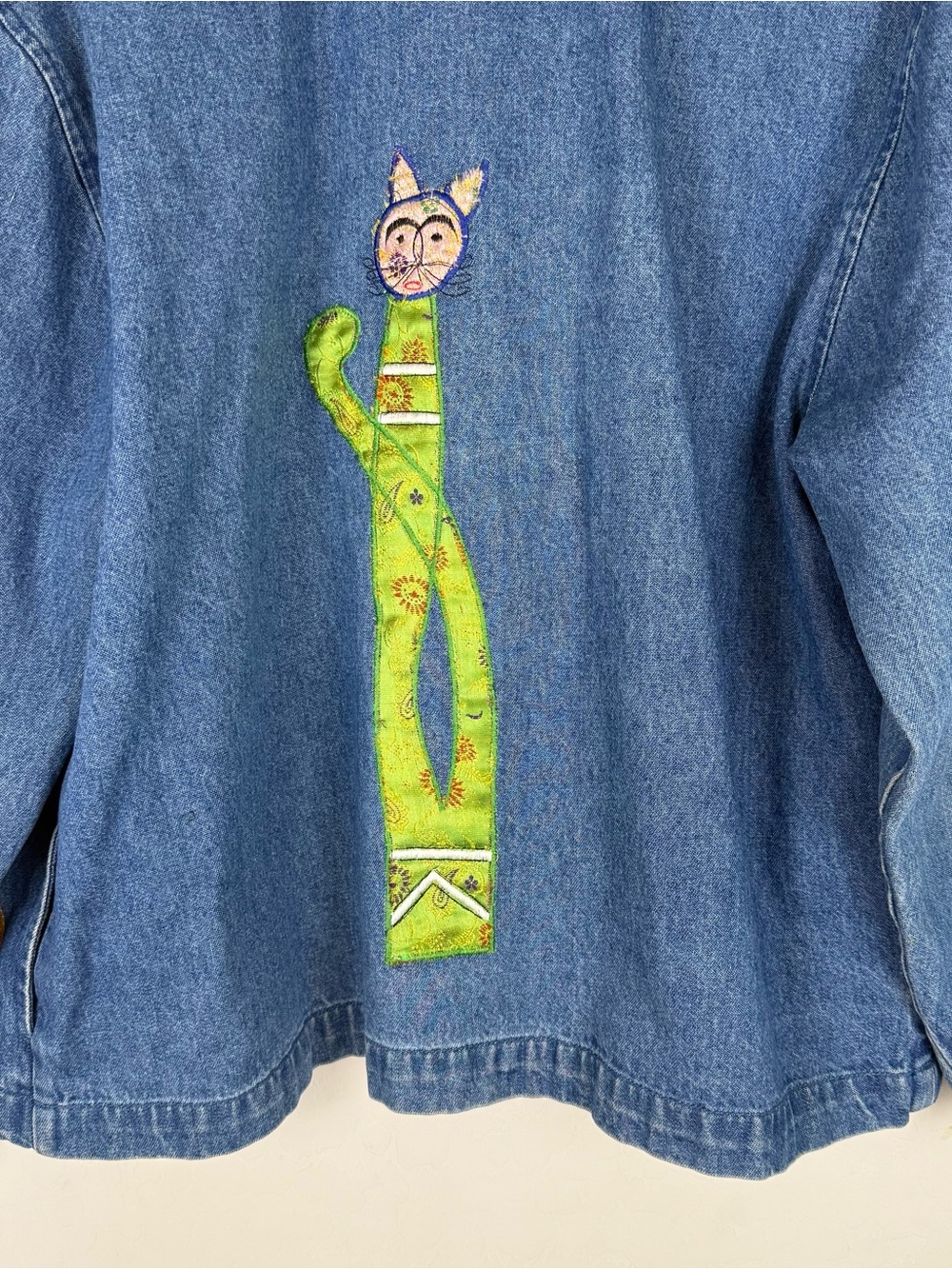 Vintage Tantrums Cat Denim Jacket Whimsy Whimsical - Picture 7 of 9